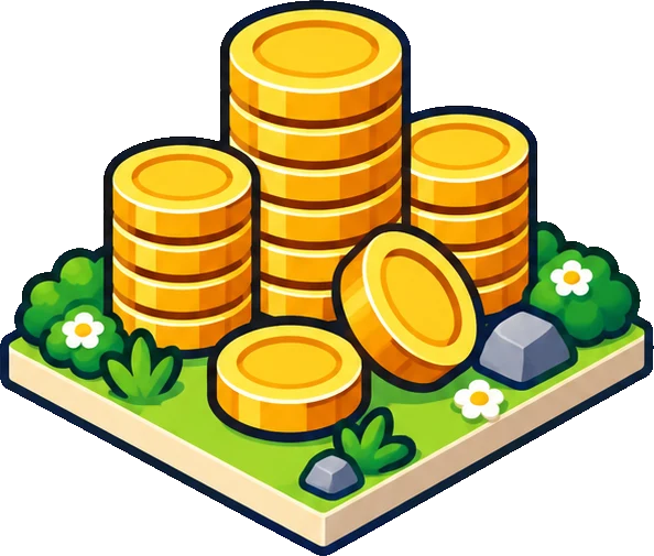 A small stack of gold coins